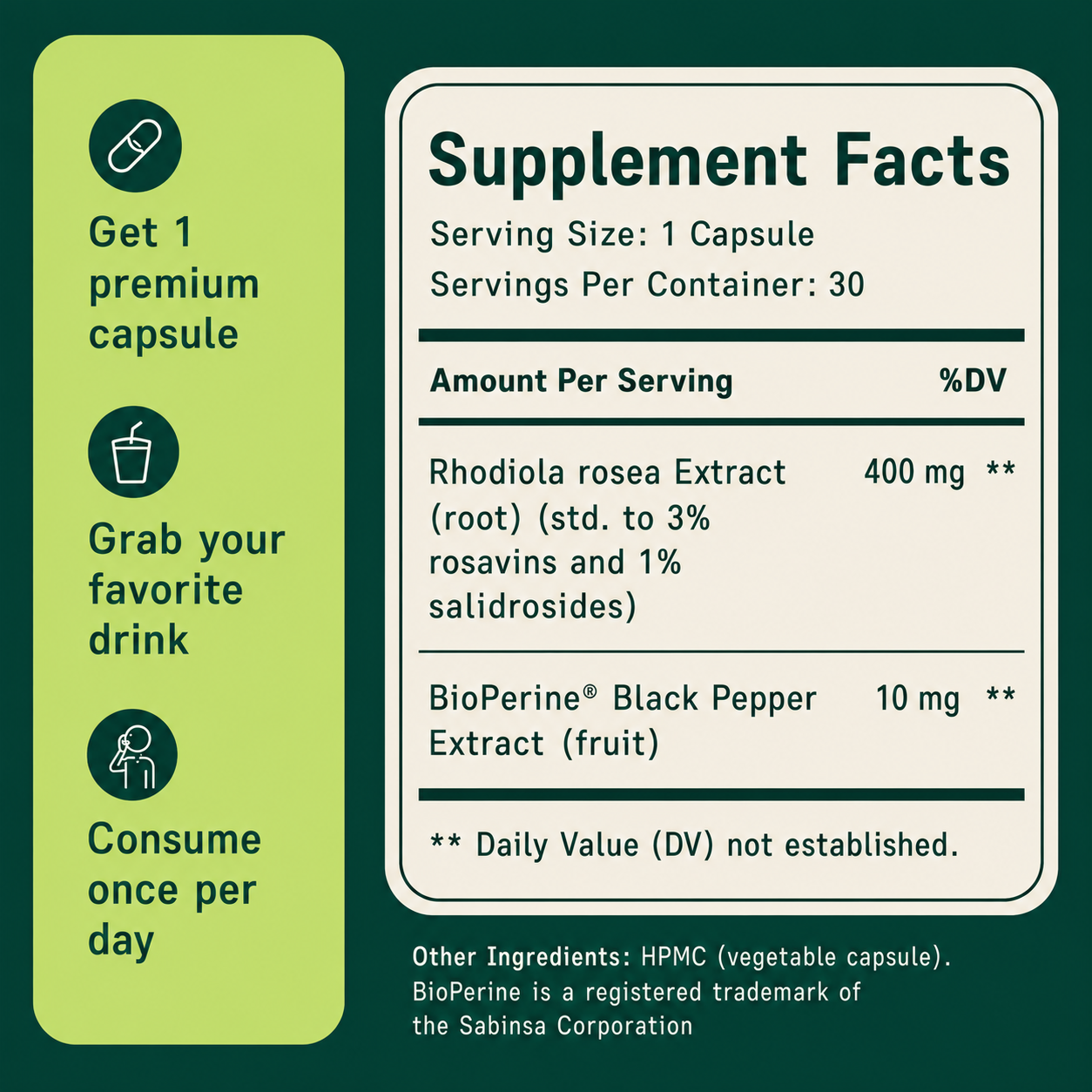 Rhodiola Rosea - Natural Adaptogen Made in USA [400mg]