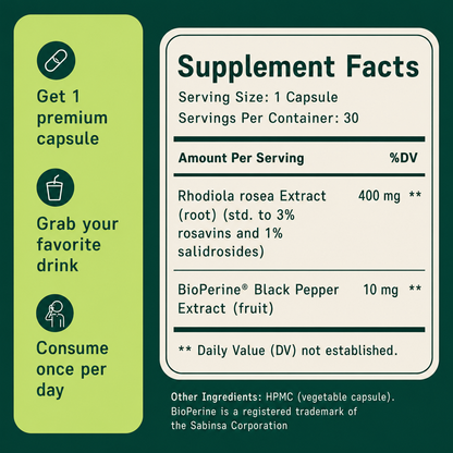 Rhodiola Rosea - Natural Adaptogen Made in USA [400mg]